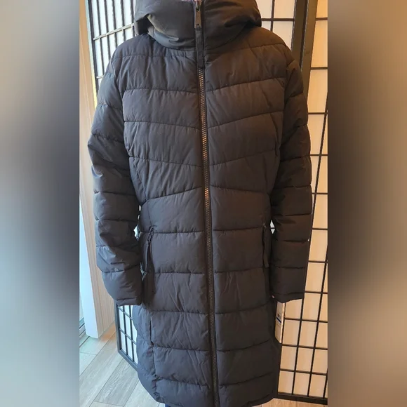 NWT Calvin Klein Women's Black Hooded Puffer Coat - Picture 7 of 10